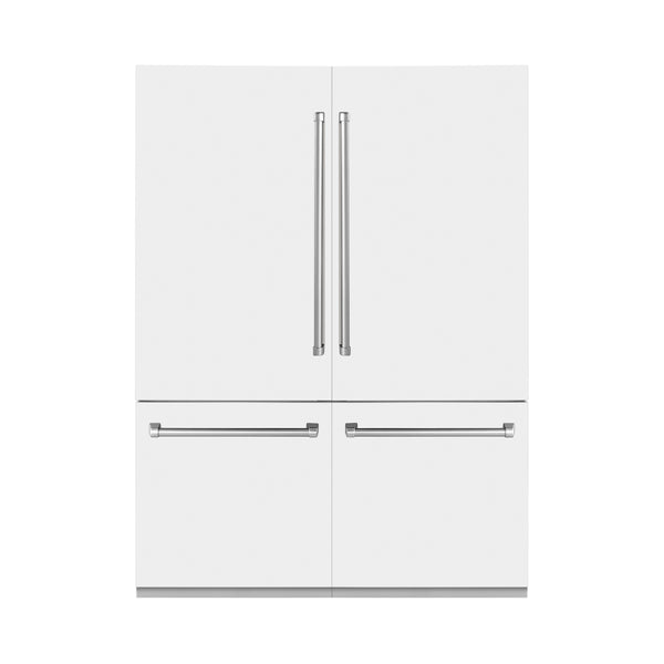 ZLINE 60 in. 32.2 cu. ft. French Door Built-In Bottom Freezer Refrigerator with Water Dispensers and Ice Makers in White Matte (RBIV-WM-60)