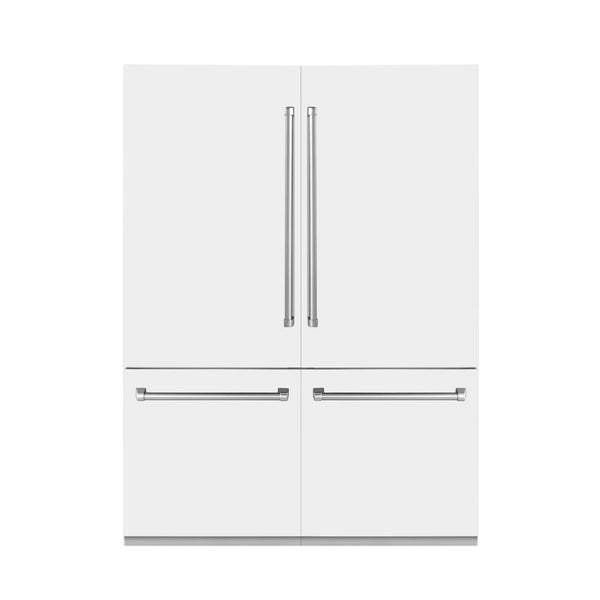 ZLINE 60" 32.2 cu. ft. Built-In 4-Door French Door Refrigerator with Internal Water and Ice Dispenser in White Matte (RBIV-WM-60)