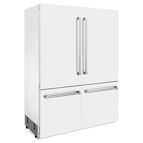 ZLINE 60" 32.2 cu. ft. Built-In 4-Door French Door Refrigerator with Internal Water and Ice Dispenser in White Matte (RBIV-WM-60)