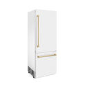 ZLINE Autograph Edition 30 in. 16.1 cu. ft. Built-In Bottom Freezer Refrigerator with Water Dispenser and Ice Maker in White Matte with Champagne Bronze Accents (RBIVZ-WM-30-CB)