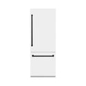 ZLINE 30" Autograph Edition 16.1 cu. ft. Built-in 2-Door Bottom Freezer Refrigerator with Internal Water and Ice Dispenser in White Matte with Matte Black Accents (RBIVZ-WM-30-MB)