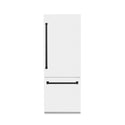 ZLINE 30" Autograph Edition 16.1 cu. ft. Built-in 2-Door Bottom Freezer Refrigerator with Internal Water and Ice Dispenser in White Matte with Matte Black Accents (RBIVZ-WM-30-MB)