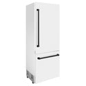 ZLINE Autograph Edition 30 in. 16.1 cu. ft. Built-In Bottom Freezer Refrigerator with Water Dispenser and Ice Maker in White Matte with Matte Black Accents (RBIVZ-WM-30-MB)