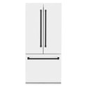 ZLINE 36" Autograph Edition 19.6 cu. ft. Built-in 3-Door French Door Refrigerator with Internal Water and Ice Dispenser in White Matte with Matte Black Accents (RBIVZ-WM-36-MB)