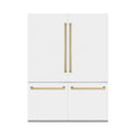 ZLINE 60" Autograph Edition 32.2 cu. ft. Built-in 4-Door French Door Refrigerator with Internal Water and Ice Dispenser in White Matte with Polished Gold  Accents (RBIVZ-WM-60-G)