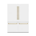 ZLINE 60" Autograph Edition 32.2 cu. ft. Built-in 4-Door French Door Refrigerator with Internal Water and Ice Dispenser in White Matte with Champagne Bronze Accents (RBIVZ-WM-60-CB)