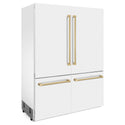 ZLINE 60" Autograph Edition 32.2 cu. ft. Built-in 4-Door French Door Refrigerator with Internal Water and Ice Dispenser in White Matte with Polished Gold  Accents (RBIVZ-WM-60-G)