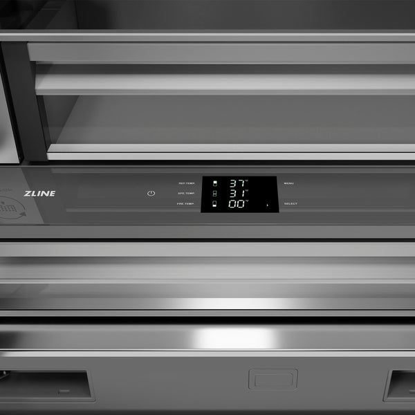 ZLINE 36 in. 19.6 cu. ft. French Door Built-In Bottom Freezer Refrigerator with Water Dispenser and Ice Maker in White Matte with Stainless Steel Interior (SRBIV-WM-36)