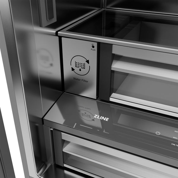 ZLINE 36 in. 19.6 cu. ft. French Door Built-In Bottom Freezer Refrigerator with Water Dispenser and Ice Maker in White Matte with Stainless Steel Interior (SRBIV-WM-36)