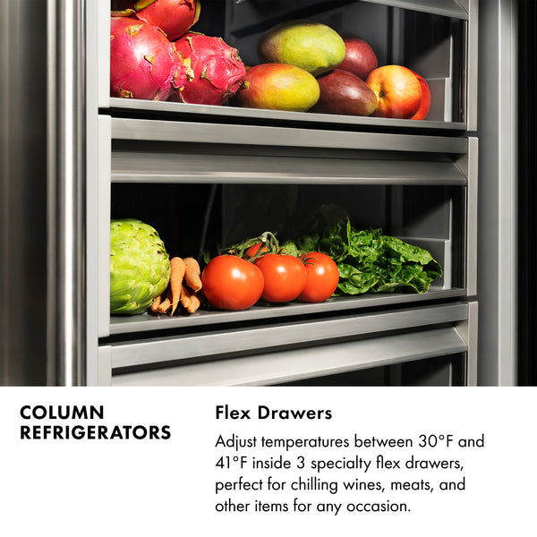 ZLINE 30 in. 16.7 cu. ft. Column Refrigerator in Satin Stainless Steel with Graphite Gray Interior (RCRV-SN-30)