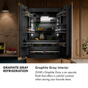 ZLINE Autograph Edition 36 in. 19.6 cu. ft. Panel Ready French Door Built-In Bottom Freezer Refrigerator with Water Dispenser and Ice Maker with Graphite Gray Interior and Champagne Bronze Accents (GRBIVZ-36-CB)
