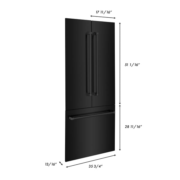 ZLINE 36 Inch Built In Refrigerator Panel and Handle Set in Black Stainless Steel (3 Panels, 3 Handles) (RPBIV-BS-36)