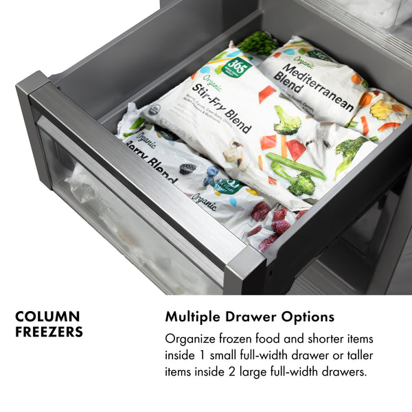 ZLINE 18 in. 8.6 cu. ft. Right Hinge Column Freezer in Satin Stainless Steel with Graphite Gray Interior (RCFVR-SN-18)