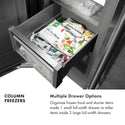 ZLINE Autograph Edition 24 in. 12.4 cu. ft. Column Freezer in Stainless Steel with Graphite Gray Interior and Polished Gold Accents (RCFVZ-304-24-G)