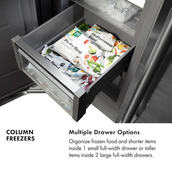 ZLINE 18 in. 8.6 cu. ft. Panel Ready Left Hinge Column Freezer with Graphite Gray Interior, Open Box-Great Condition