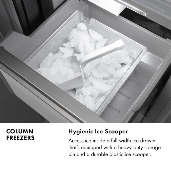ZLINE 18 in. 8.6 cu. ft. Left Hinge Column Freezer in Stainless Steel with Graphite Gray Interior (RCFVL-304-18)
