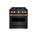 ZLINE Autograph Edition 30 in. 4.2 cu. ft. Classic Gas Range with 4 Burner Cooktop and Convection Gas Oven in Black Stainless Steel and Champagne Bronze Accents (CGRBZ-30-CB)