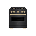 ZLINE Autograph Edition 30 in. 4.2 cu. ft. Classic Gas Range with 4 Burner Cooktop and Convection Gas Oven in Black Stainless Steel and Champagne Bronze Accents, Open Box-Great Condition