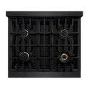 ZLINE Autograph Edition 30 in. 4.2 cu. ft. Classic Gas Range with 4 Burner Cooktop and Convection Gas Oven in Black Stainless Steel and Champagne Bronze Accents, Open Box-Good Condition