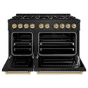 ZLINE Autograph Edition 48 in. 6.7 cu. ft. Classic Double Oven Gas Range with 8 Burner Cooktop in Black Stainless Steel and Champagne Bronze Accents, Open Box-Great Condition