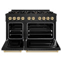 ZLINE Autograph Edition 48 in. 6.7 cu. ft. Classic Double Oven Gas Range with 8 Burner Cooktop in Black Stainless Steel and Champagne Bronze Accents, Open Box-Good Condition