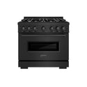 ZLINE 36 in. 5.2 cu. ft. Classic Dual Fuel Range with 6 Burner Gas Cooktop and Electric Convection Oven in Black Stainless Steel (CDRB-36)