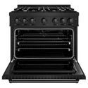 ZLINE 36 in. 5.2 cu. ft. Classic Dual Fuel Range with 6 Burner Gas Cooktop and Electric Convection Oven in Black Stainless Steel, Open Box-Good Condition