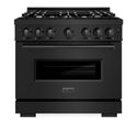 ZLINE 36 in. 5.2 cu. ft. Classic Dual Fuel Range with 6 Burner Gas Cooktop and Electric Convection Oven in Black Stainless Steel, Open Box-Great Condition