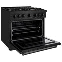 ZLINE 36 in. 5.2 cu. ft. Classic Dual Fuel Range with 6 Burner Gas Cooktop and Electric Convection Oven in Black Stainless Steel, Open Box-Great Condition