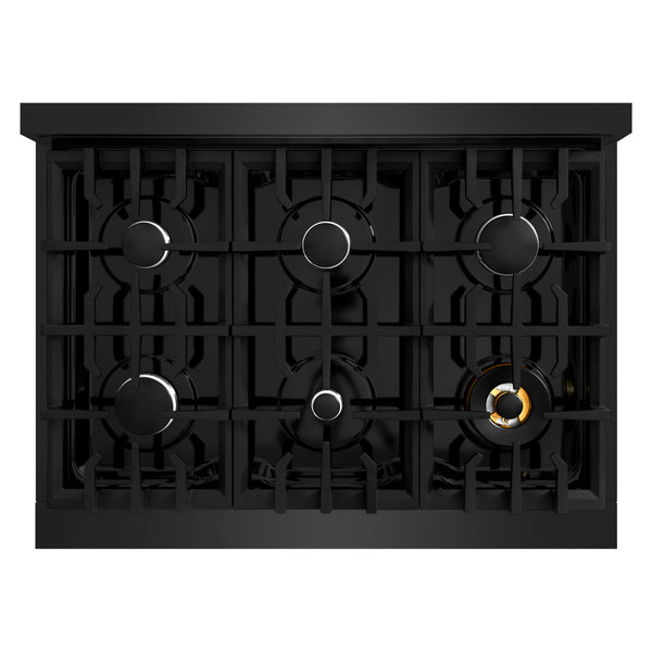 ZLINE 36 in. 5.2 cu. ft. Classic Dual Fuel Range with 6 Burner Gas Cooktop and Electric Convection Oven in Black Stainless Steel (CDRB-36)