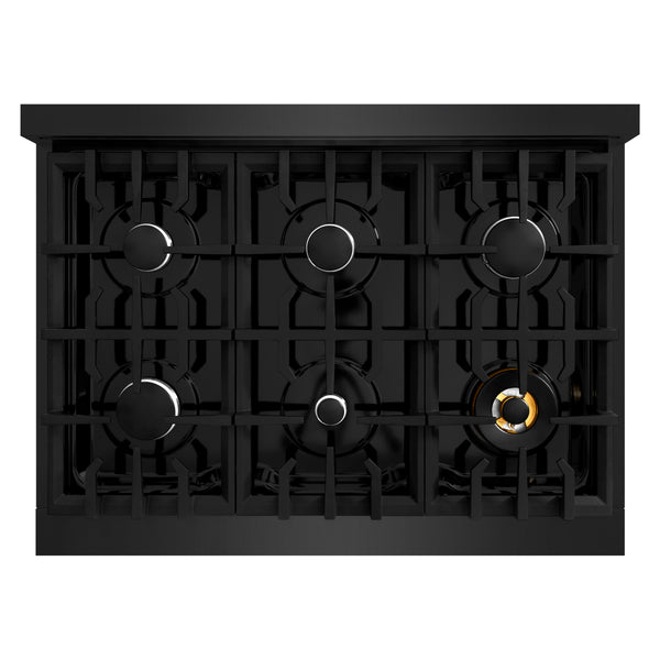 ZLINE 36 in. 5.2 cu. ft. Classic Dual Fuel Range with 6 Burner Gas Cooktop and Electric Convection Oven in Black Stainless Steel, Open Box-Great Condition