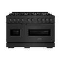 ZLINE 48 in. 6.7 cu. ft. Classic Double Oven Dual Fuel Range with 8 Burner Gas Cooktop in Black Stainless Steel, Open Box-Good Condition
