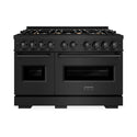 ZLINE 48 in. 6.7 cu. ft. Classic Double Oven Dual Fuel Range in Black Stainless Steel with 8 Brass Burners (CDRB-BR-48)