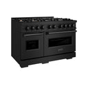 ZLINE 48 in. 6.7 cu. ft. Classic Double Oven Dual Fuel Range in Black Stainless Steel with 8 Brass Burners (CDRB-BR-48)