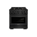 ZLINE 30 in. 4.2 cu. ft. Select Dual Fuel Range with Gas Cooktop and Electric Convection Oven in Black Stainless Steel with 4 Brass Burners (HDRB-BR-30)