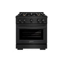 ZLINE 30 in. 4.2 cu. ft. Select Dual Fuel Range with Gas Cooktop and Electric Convection Oven in Black Stainless Steel with 4 Brass Burners, Open Box-Great Condition