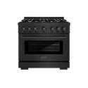 ZLINE 36 in. 5.2 cu. ft. Select Dual Fuel Range with Gas Cooktop and Electric Convection Oven in Black Stainless Steel with 6 Brass Burners (HDRB-BR-36)