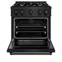 ZLINE 30 in. 4.2 cu. ft. Select Dual Fuel Range with Gas Cooktop and Electric Convection Oven in Black Stainless Steel with 4 Brass Burners (HDRB-BR-30)