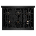 ZLINE 36 in. 5.2 cu. ft. Select Dual Fuel Range with Gas Cooktop and Electric Convection Oven in Black Stainless Steel with 6 Brass Burners, Open Box-Great Condition