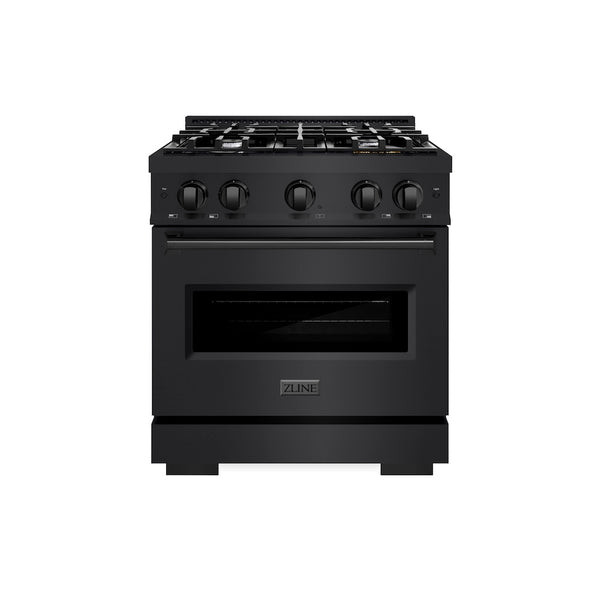 ZLINE 30 in. 4.2 cu. ft. Classic Gas Range with 4 Burner Cooktop and Convection Gas Oven in Black Stainless Steel, Open Box-Great Condition