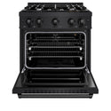 ZLINE 30 in. 4.2 cu. ft. Classic Gas Range with 4 Burner Cooktop and Convection Gas Oven in Black Stainless Steel, Open Box-Great Condition