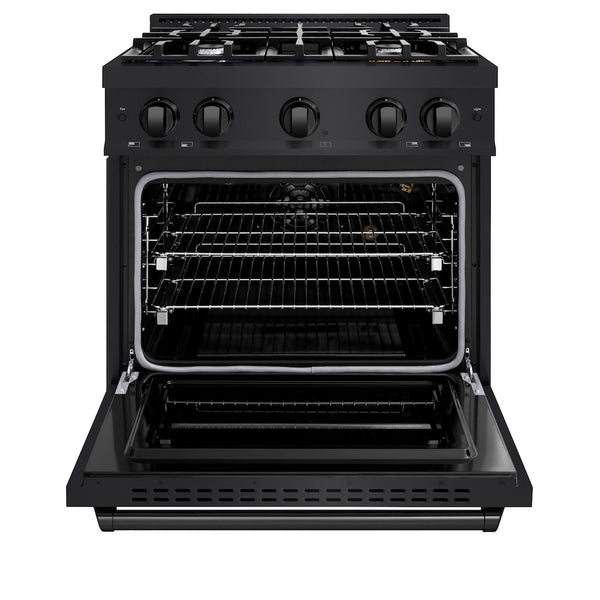 ZLINE 30 in. 4.2 cu. ft. Classic Gas Range with 4 Burner Cooktop and Convection Gas Oven in Black Stainless Steel, Open Box-Great Condition