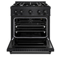 ZLINE 30 in. 4.2 cu. ft. Classic Gas Range with 4 Burner Cooktop and Convection Gas Oven in Black Stainless Steel, Open Box-Good Condition