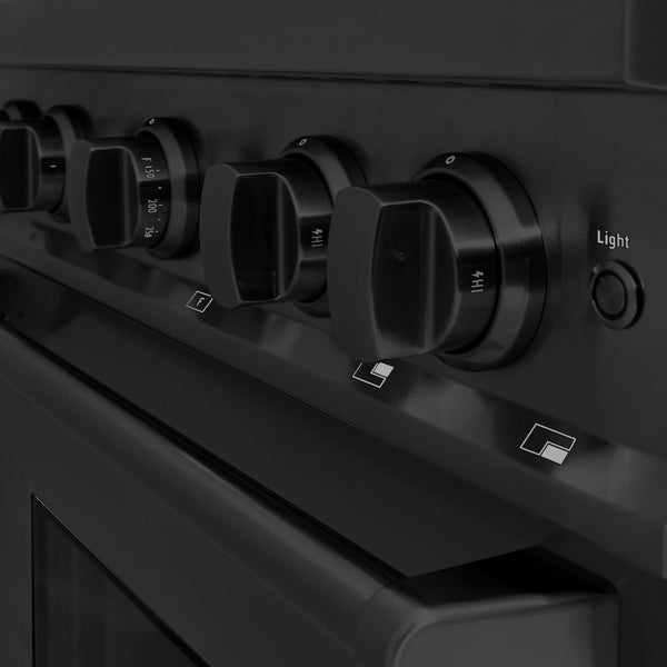 ZLINE 30 in. 4.2 cu. ft. Classic Gas Range with 4 Burner Cooktop and Convection Gas Oven in Black Stainless Steel, Open Box-Great Condition
