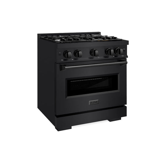 ZLINE 30 in. 4.2 cu. ft. Classic Gas Range with 4 Burner Cooktop and Convection Gas Oven in Black Stainless Steel, Open Box-Good Condition