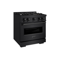 ZLINE 30 in. 4.2 cu. ft. Classic Gas Range with 4 Burner Cooktop and Convection Gas Oven in Black Stainless Steel, Open Box-Great Condition