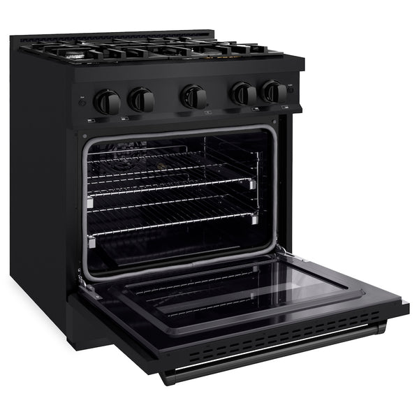 ZLINE 30 in. 4.2 cu. ft. Classic Gas Range with 4 Burner Cooktop and Convection Gas Oven in Black Stainless Steel, Open Box-Great Condition