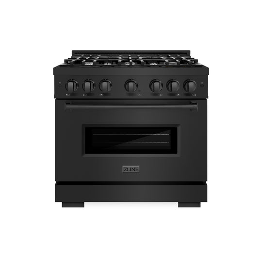 ZLINE 36 in. 5.2 cu. ft. Classic Gas Range with 6 Burner Cooktop and Convection Gas Oven in Black Stainless Steel (CGRB-36)