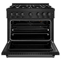ZLINE 36 in. 5.2 cu. ft. Classic Gas Range with 6 Burner Cooktop and Convection Gas Oven in Black Stainless Steel, Open Box-Great Condition