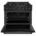 ZLINE 36 in. 5.2 cu. ft. Classic Gas Range with 6 Burner Cooktop and Convection Gas Oven in Black Stainless Steel, Open Box-Good Condition